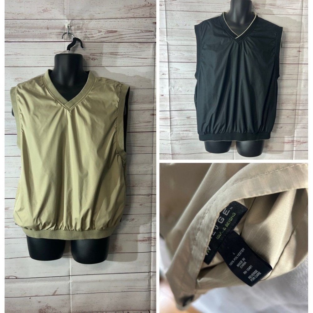 Wedge Golf & Beyond Men's Reversible Vest size Large Black/Tan Versatile Pockets